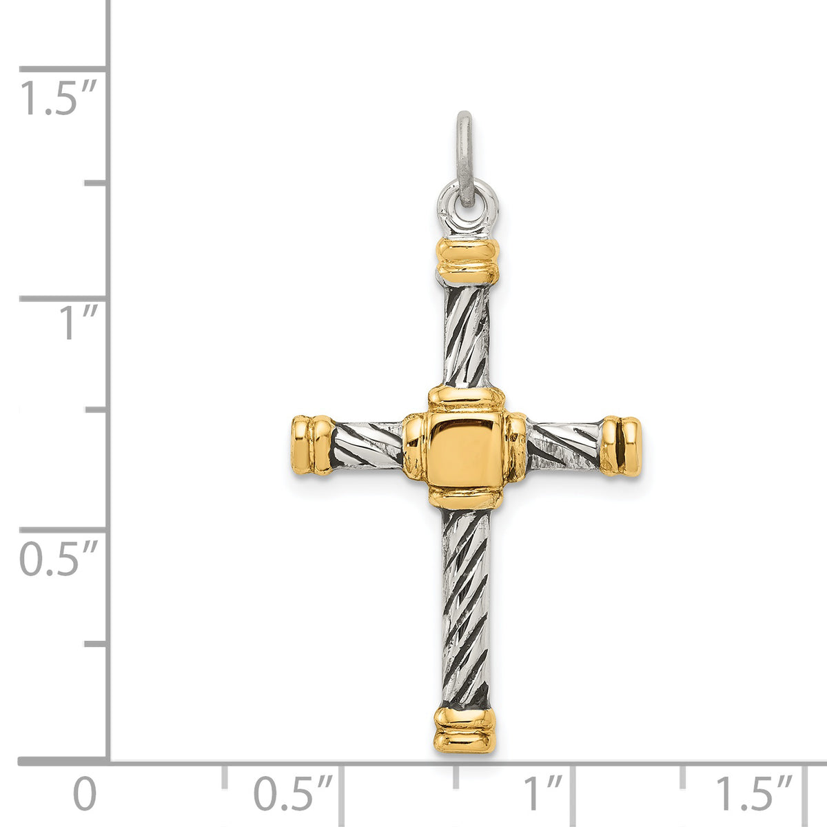 18K Gold Plated Sterling Silver Cross Charm Pendant with Cable Chain Necklace V4662