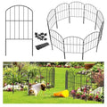 Black 10ft x 24in Rustproof Metal Garden Fence, 10 Pcs W8088
