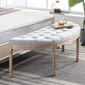 Vintage Upholstered Fabric Bench with Rubberwood Legs F56577
