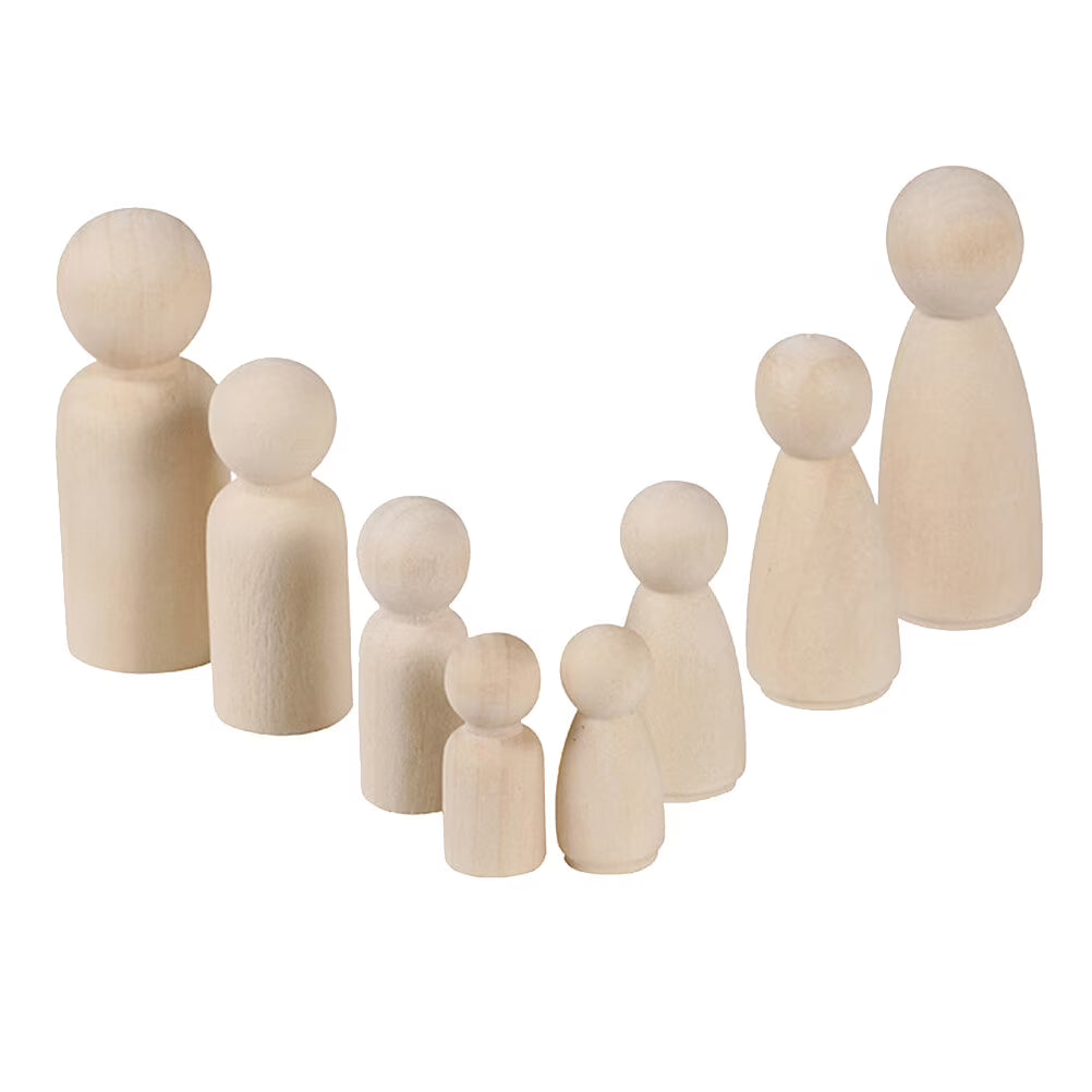 Unfinished Wooden Peg Dolls for DIY Painting S90547