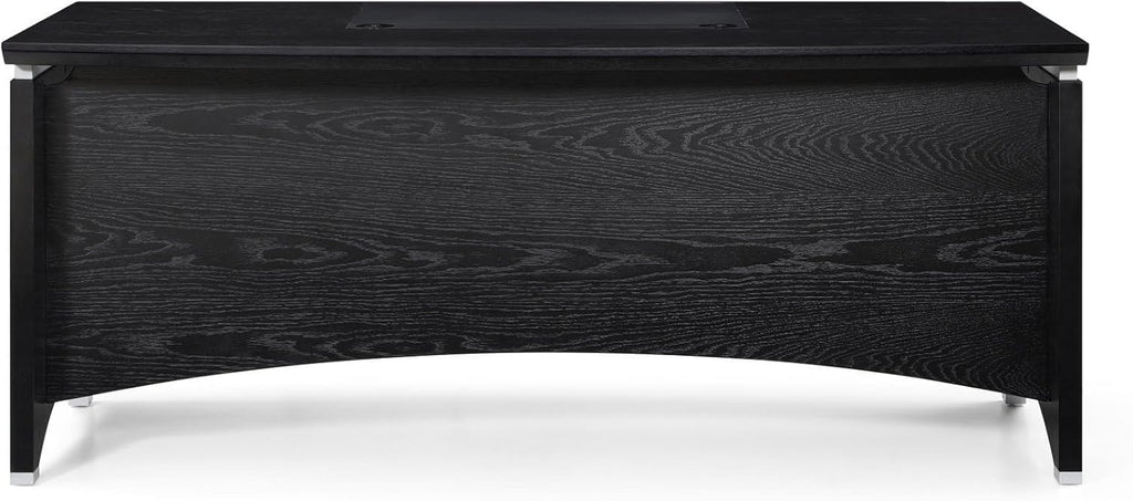 Black Oak Wood Desk with Leather Writing Pad F599098