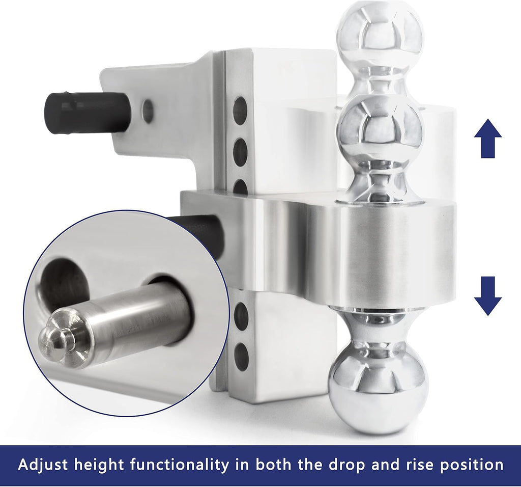 Adjustable Trailer Hitch Ball Mount with Forged Aluminum Shank, 2.5 Inch Receiver, 6 Inch Drop D539433