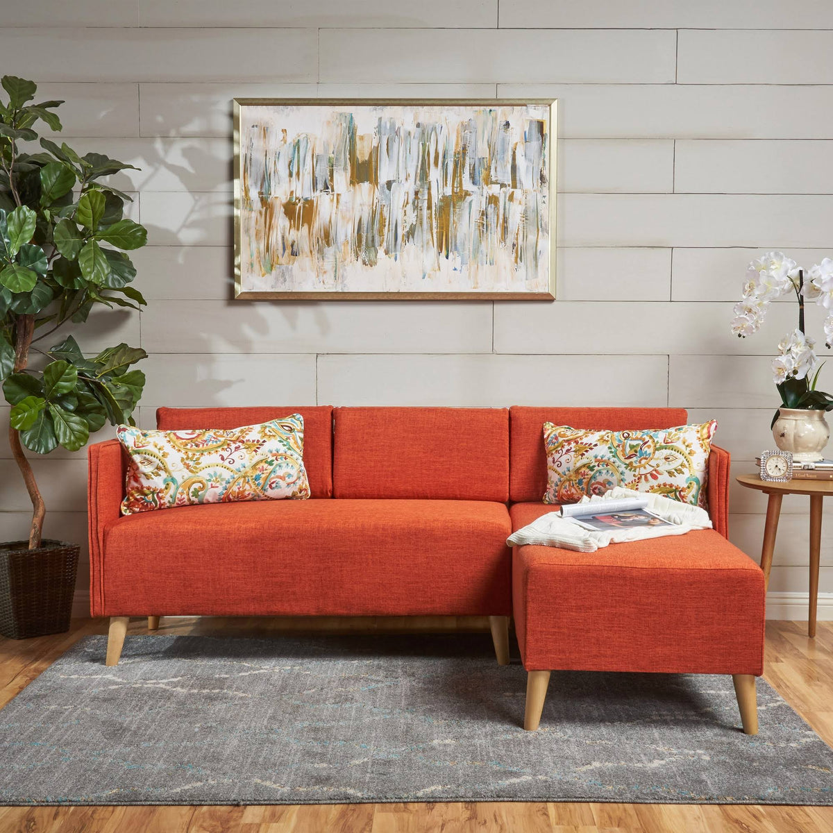 Muted Orange Chaise Sectional U503572