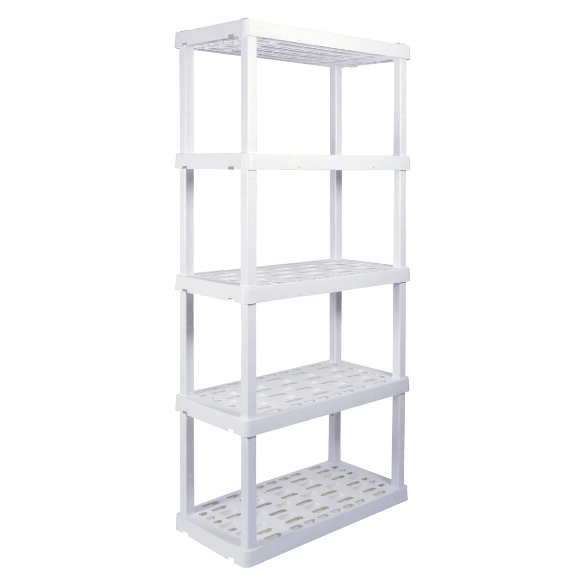 5 Shelf White Plastic Garage Shelves 750 lbs Capacity X858