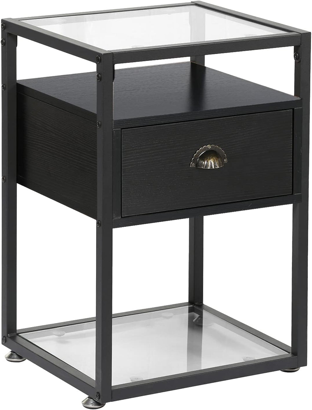 Brown Nightstand with Drawer and Shelf U400