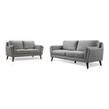 Light Gray Solid Wood Leather Match Loveseat and Sofa J3680