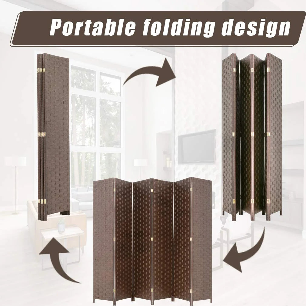 Brown Wood Mesh Folding Room Divider Screen W223