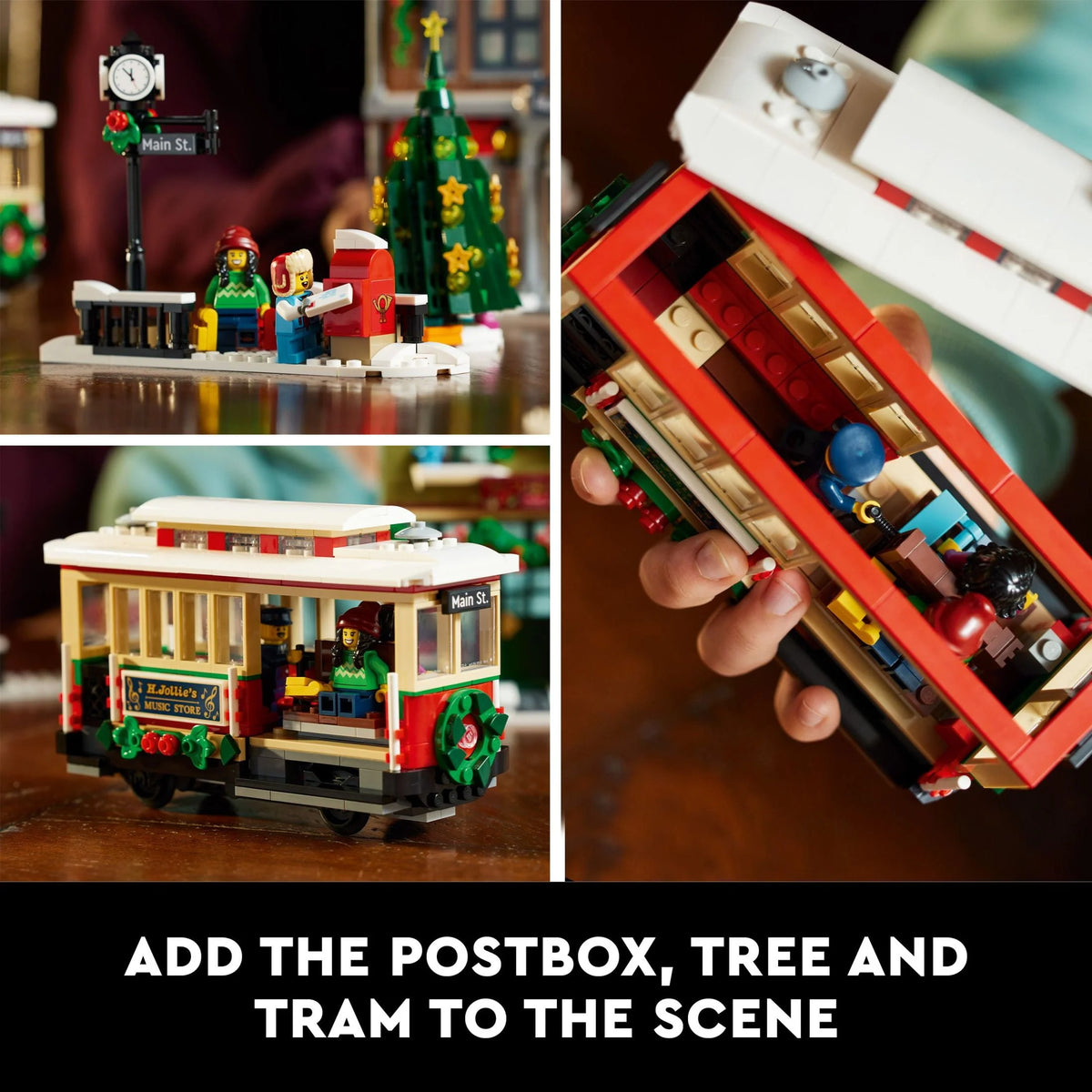 Building Set with Shops, Streetcar and 6 Minifigures F65465