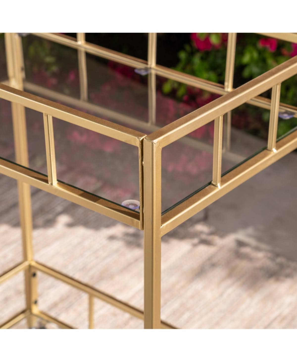 Gold Iron and Glass Patio Serving Cart N532