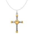 18K Gold Plated Sterling Silver Cross Charm Pendant with Cable Chain Necklace V4662