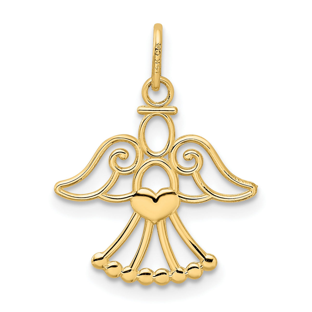 14k Yellow Gold Angel With Heart Pendant M35147