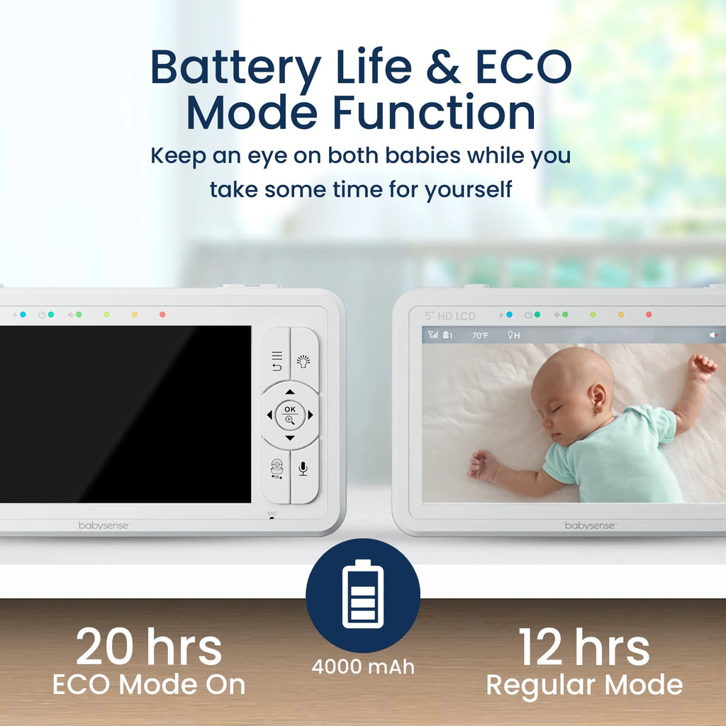 Baby Video Monitor Split Screen 5" HD Display with 2 Cameras O803539