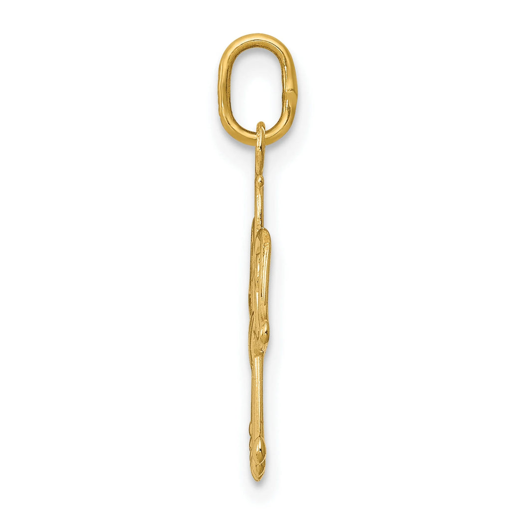 14k Yellow Gold Angel With Heart Pendant M35147