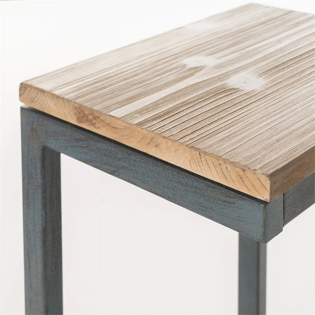 Fir Wood Outdoor C-Shaped Patio End Table X3112