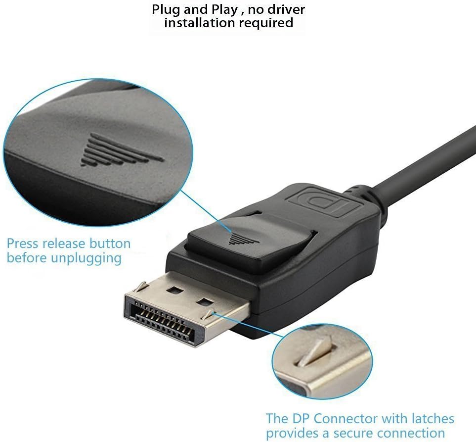 Displayport to DVI Cable 6ft 10-Pack Black Pack of 2 A191