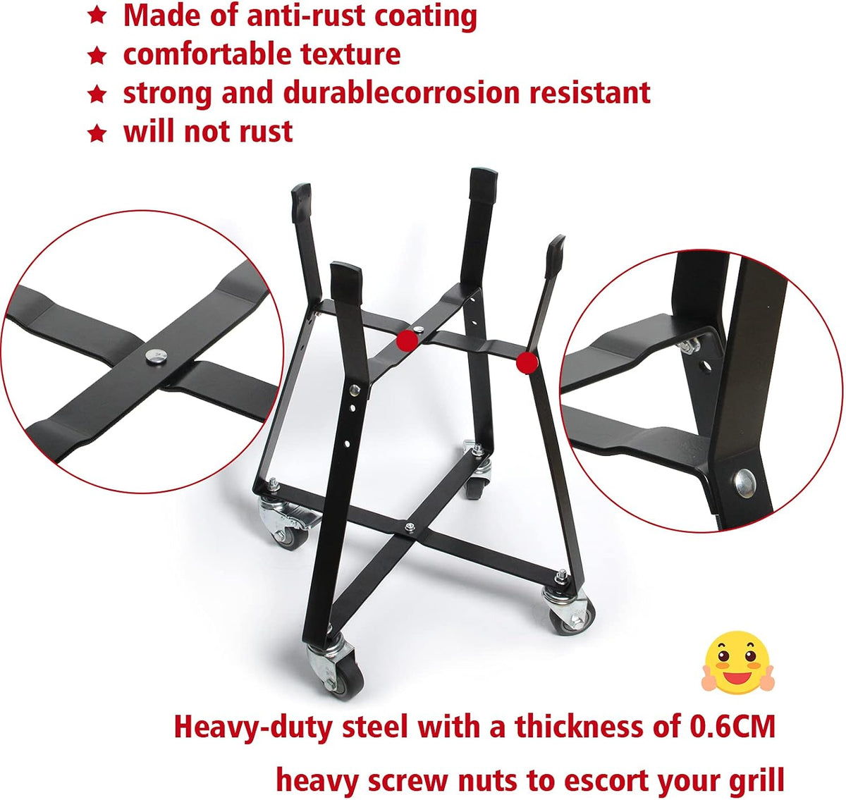 Rolling Cart with Locking Caster Wheels Powder Coated Steel W529