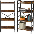 Industrial 4 Tier Tall Bookshelf with Adjustable Shelf, Metal Frame, Rustic Brown J222012