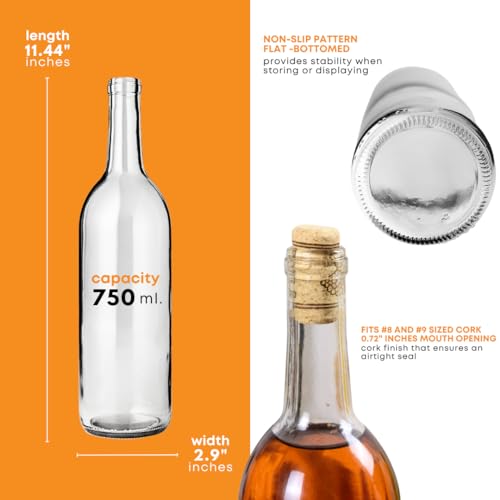 12 Clear Wine Bottles 750 ml V735799