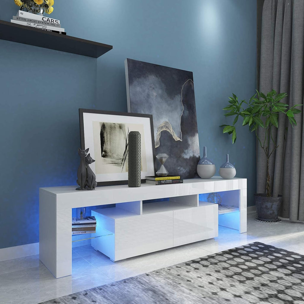 White High Gloss TV Cabinet with Storage and 2 Drawers J34769