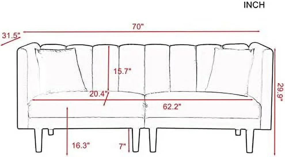 69" W Button Tufted Upholstered Loveseat Sofa J290046