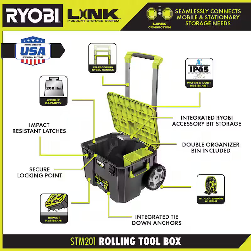 18V Cordless 4-Tool Combo Kit with Battery, Charger, and Rolling Tool Box B891414