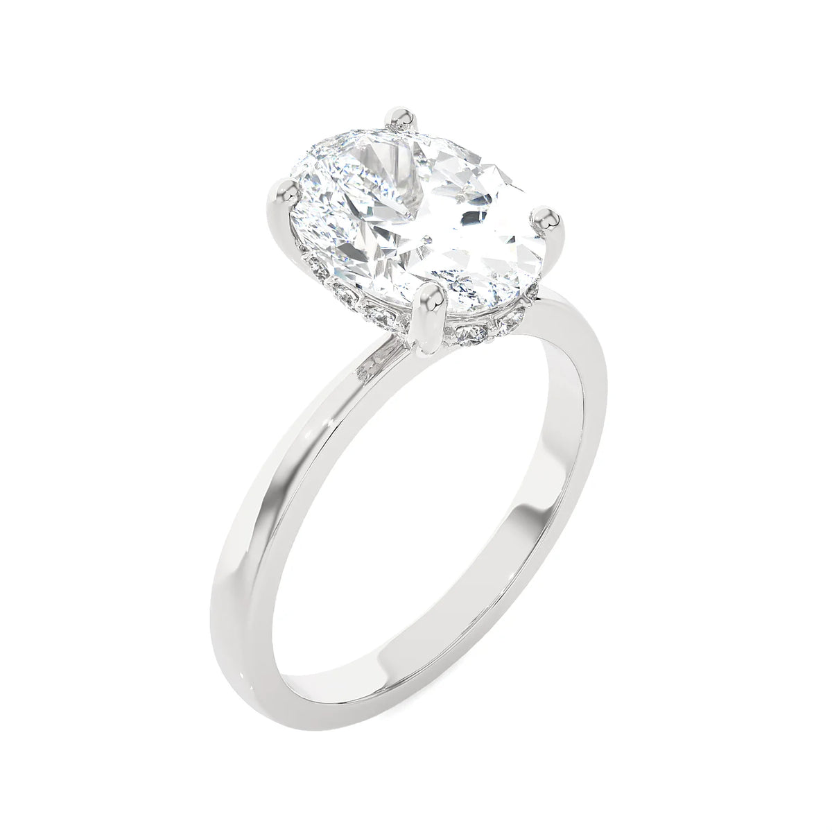 3.10Ct Oval Diamond Side Halo Engagement Ring in 14k Gold Q227