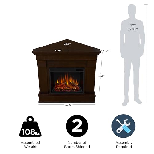 White Corner Electric Fireplace with Mantel O58885