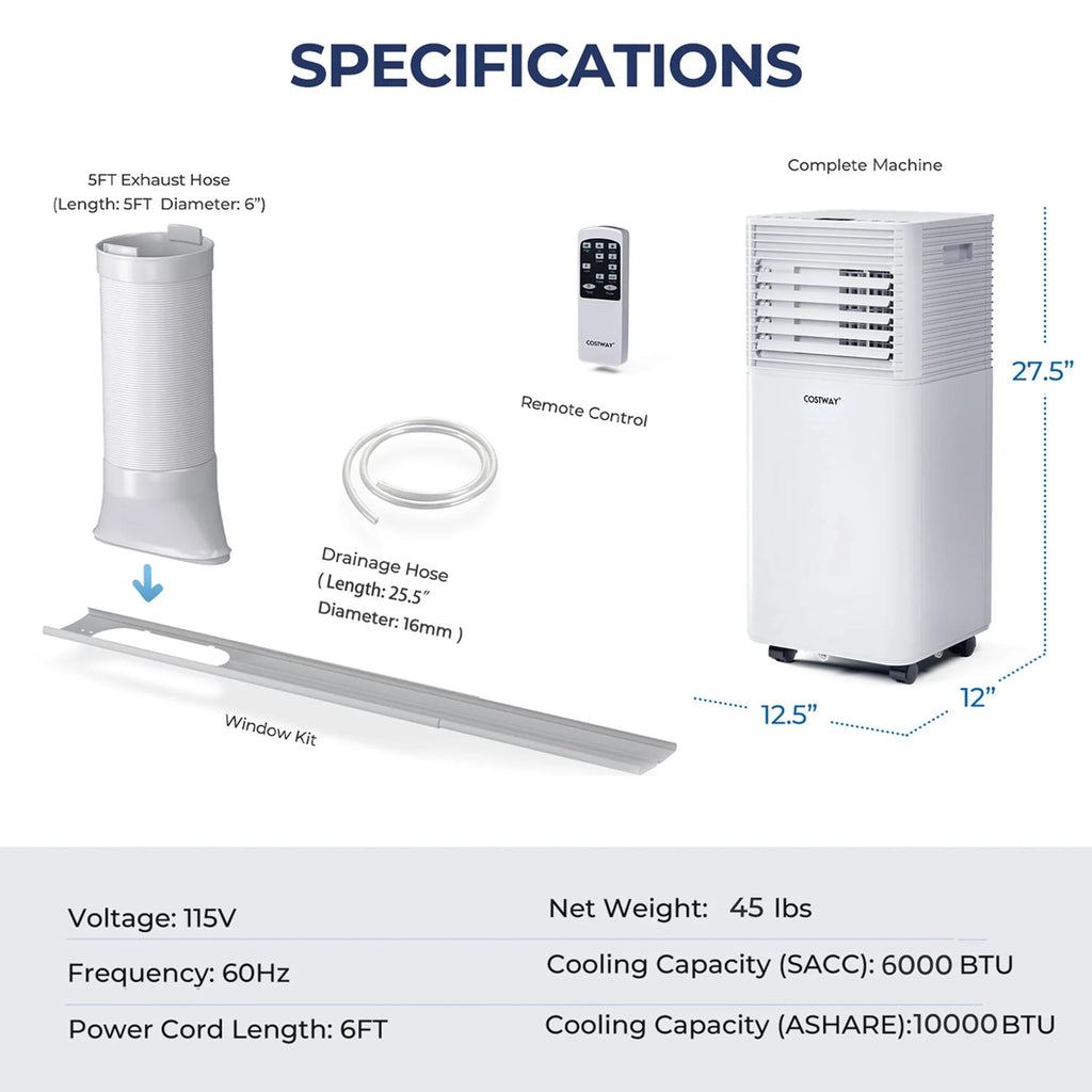 6000 BTU Portable Air Conditioner 3-in-1 Black E65139