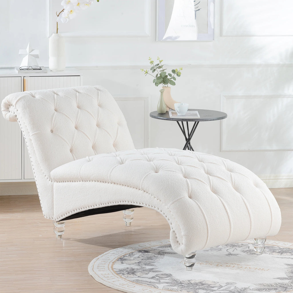 White Tufted Armless Chaise O63513