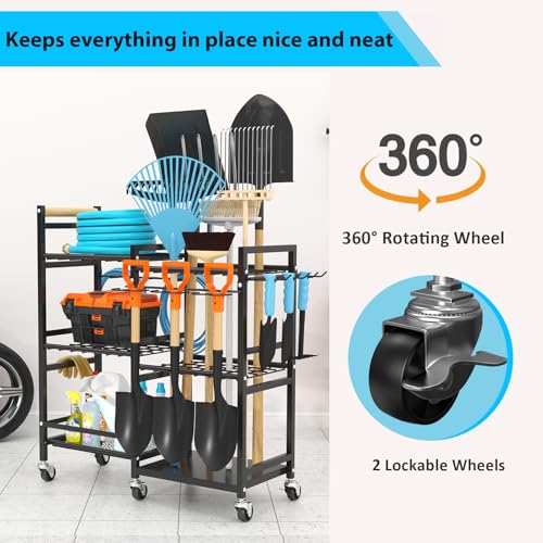 3-tier Metal Rolling Garden Tool Organizer F876