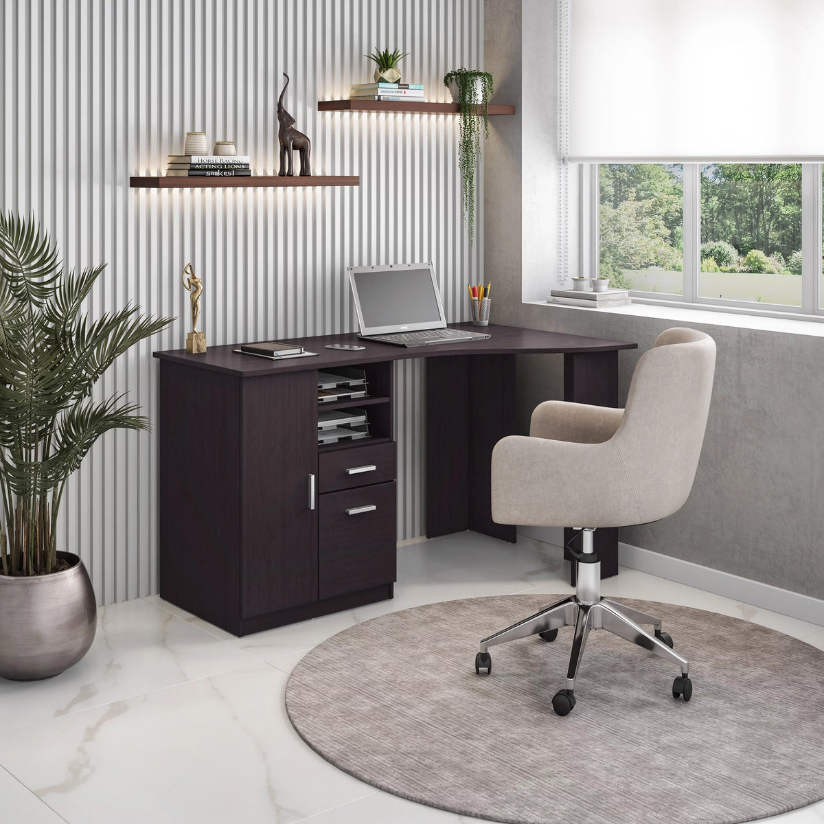 Classic Office Desk with Storage, Espresso C530