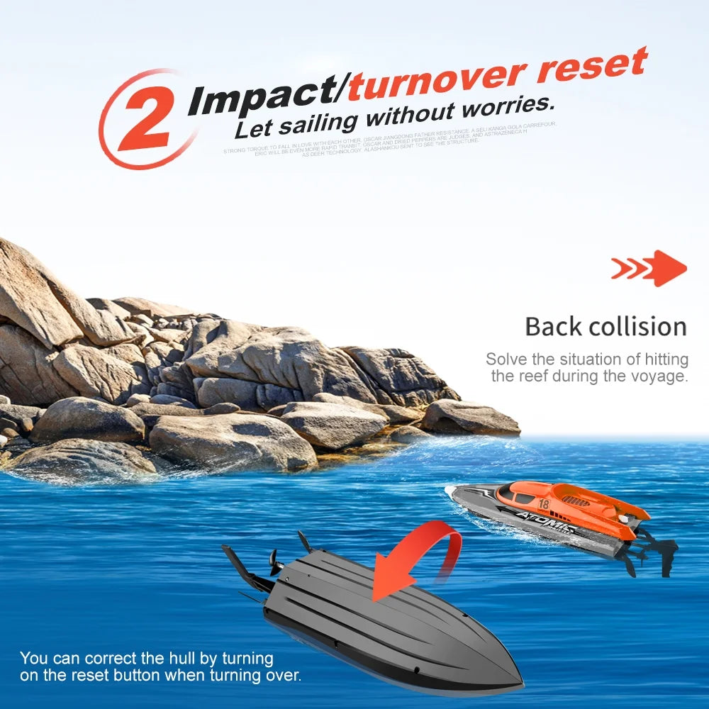 RC Boat 30KMH High Speed IPV7 Waterproof 2.4GHz 4 Channel Racing Boat G1303