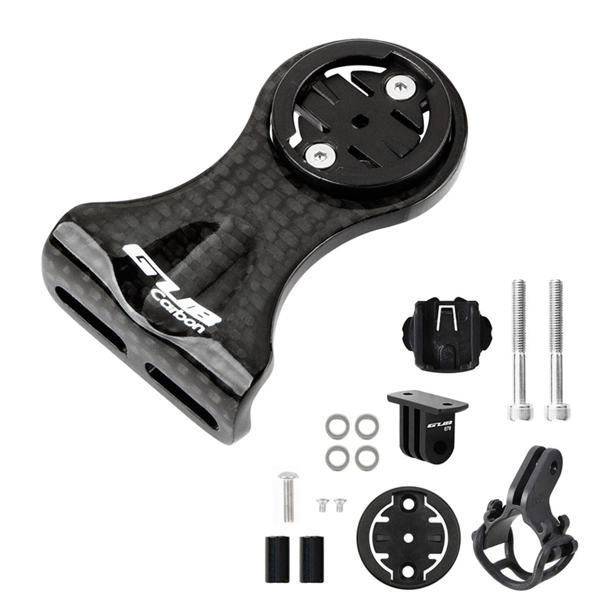 Carbon Fiber Bike Computer Mount Holder with Camera Adapter and Flashlight Holder I83865