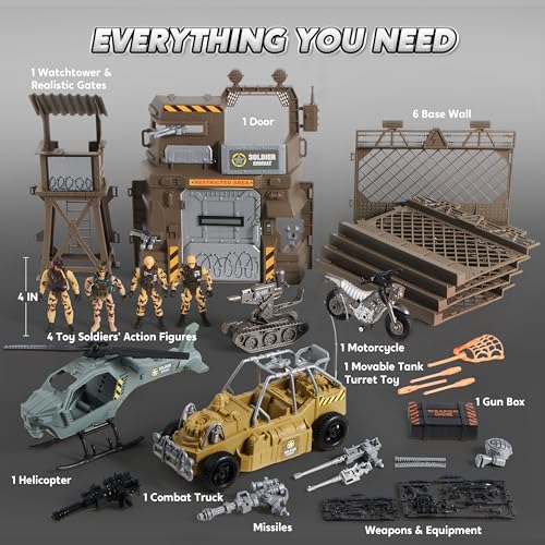 Military Base Toys Set with Army Vehicles and Action Figures U968