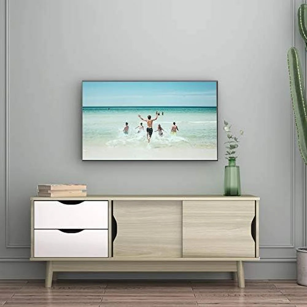 Modern Wood TV Stand with 2 Drawers & 2 Sliding Doors V722711