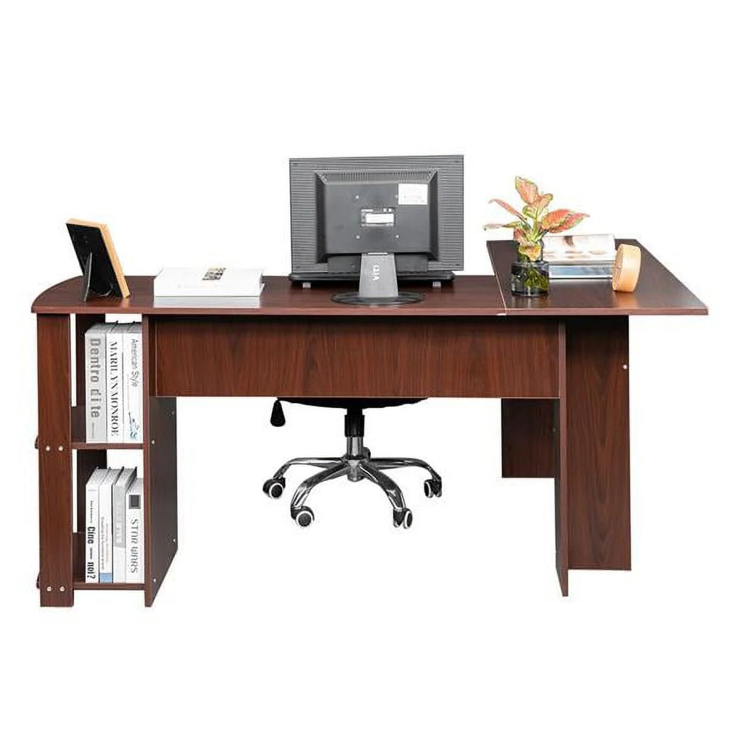 L-Shaped Corner Computer Desk with Bookshelf N1607