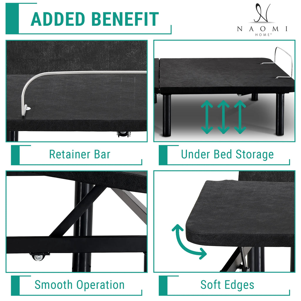 Twin XL Black Adjustable Bed Frame with Remote T216228
