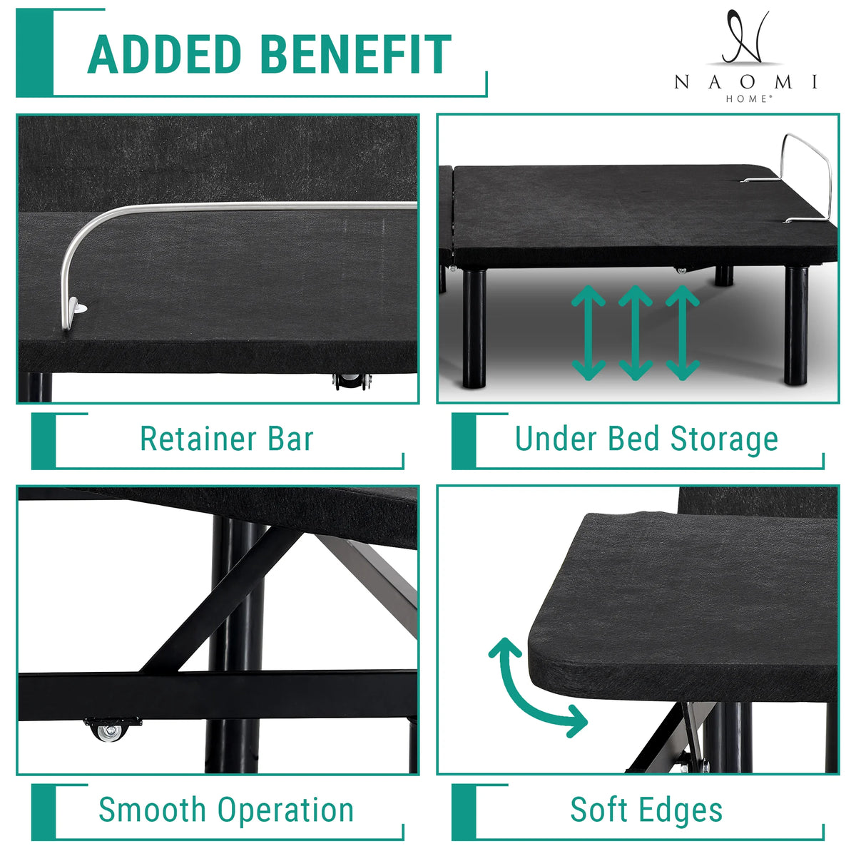 Twin XL Black Adjustable Bed Frame with Remote T216228