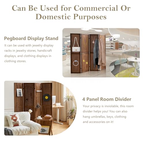 5.6Ft Wooden Pegboard Room Divider S49062