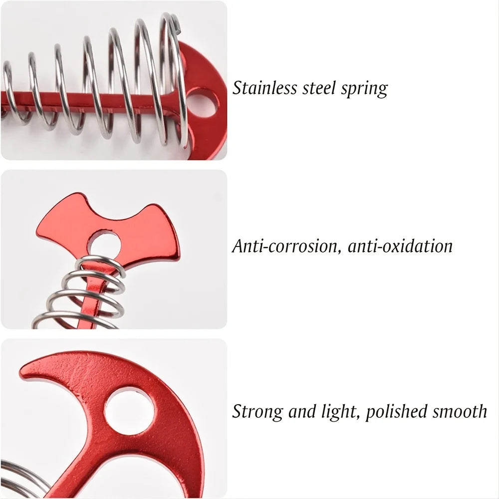 Tent Stakes with Spring Buckle and Carabiner Clips for Outdoor Camping C864