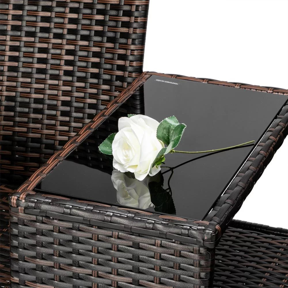 Rattan Wicker Chairs with Table and Two Removable Cushions Q35809