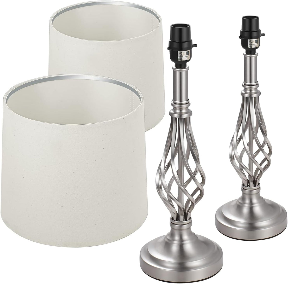 Brushed Nickel Silver Table Lamps Set of 2 F62325