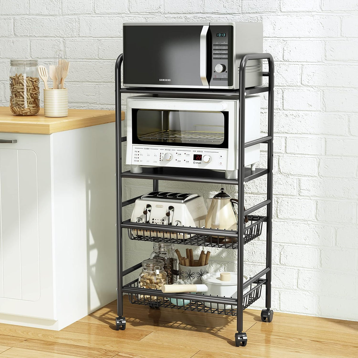 Black 4 Tier Rolling Utility Cart U1241