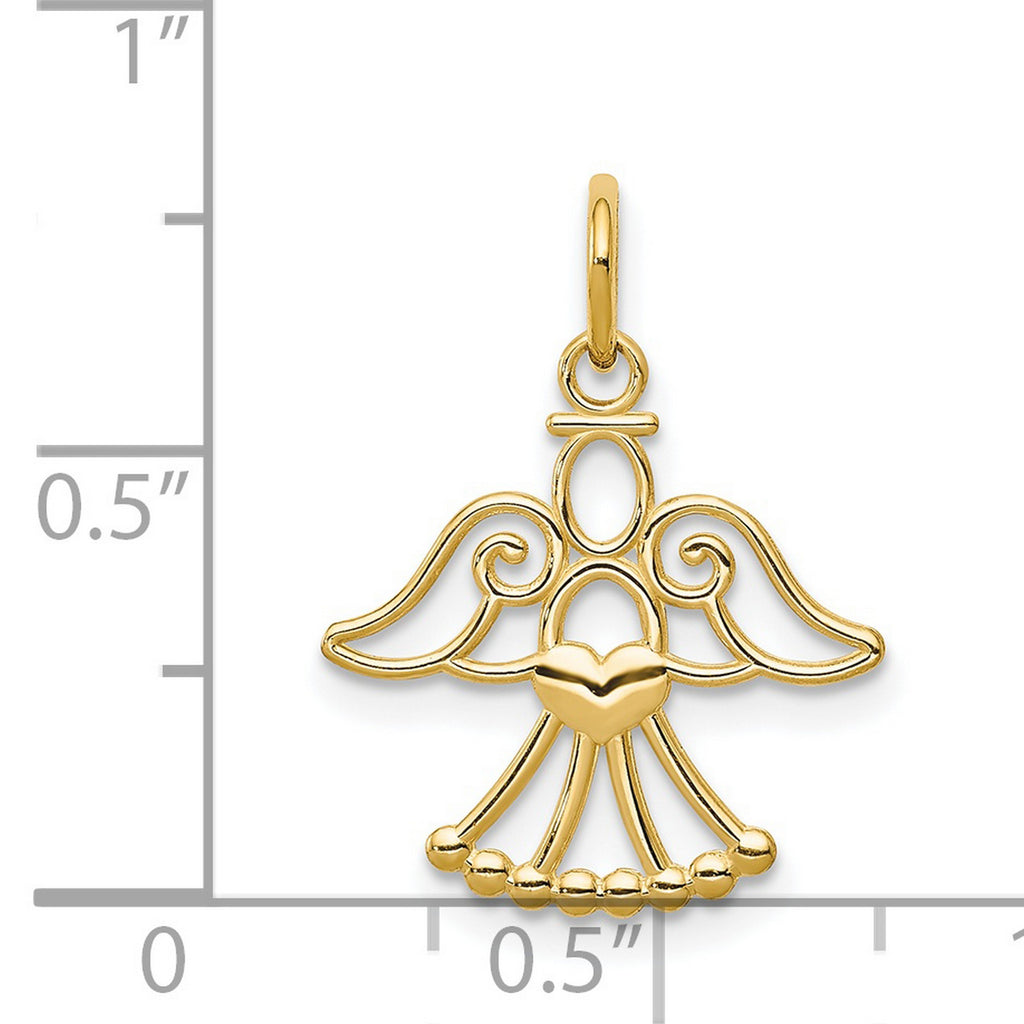 14k Yellow Gold Angel With Heart Pendant M35147