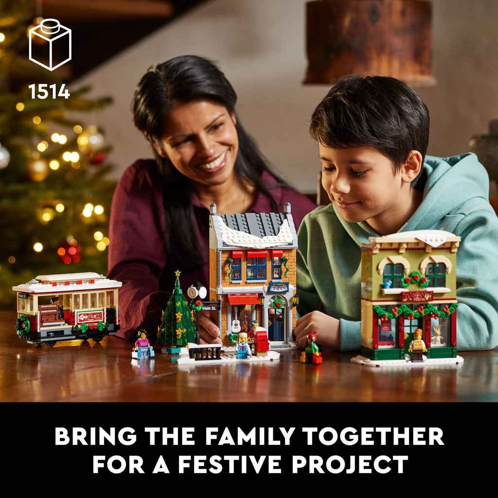 Building Set with Shops, Streetcar and 6 Minifigures F65465