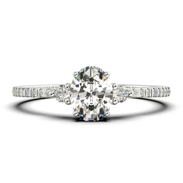 14K White Gold 3 Stone Ring I7905
