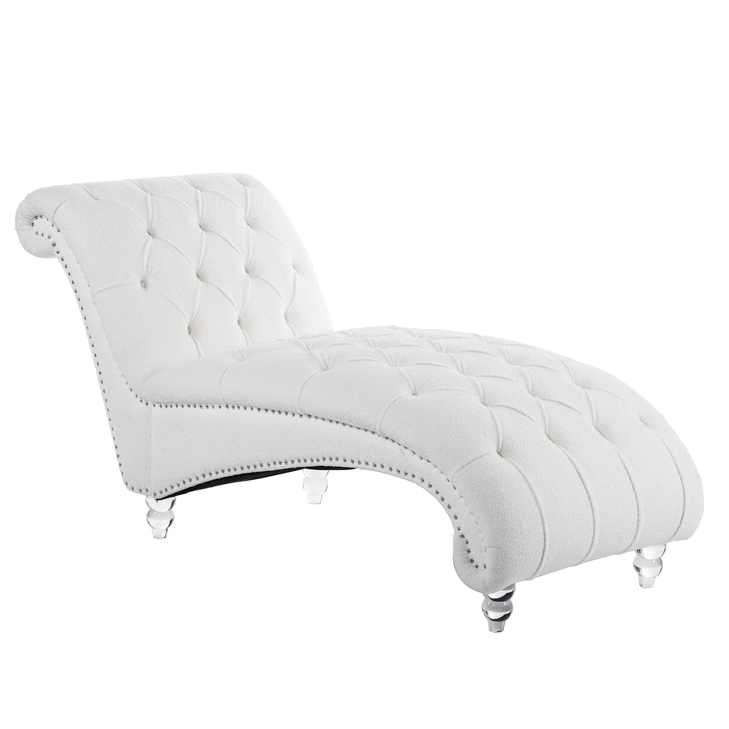 White Tufted Armless Chaise O63513