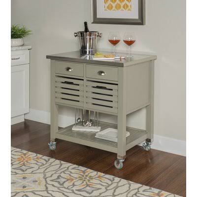 Kitchen Cart with Stainless Steel Top Gray V418