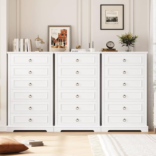 6 Drawer Tall Wood Dresser C814