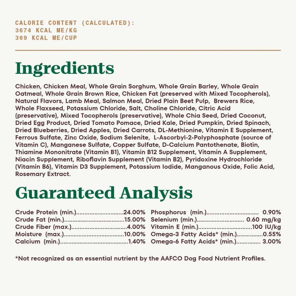 Adult Dry Dog Food With Chicken, Lamb And Salmon, 4 Lb. Bag H497001